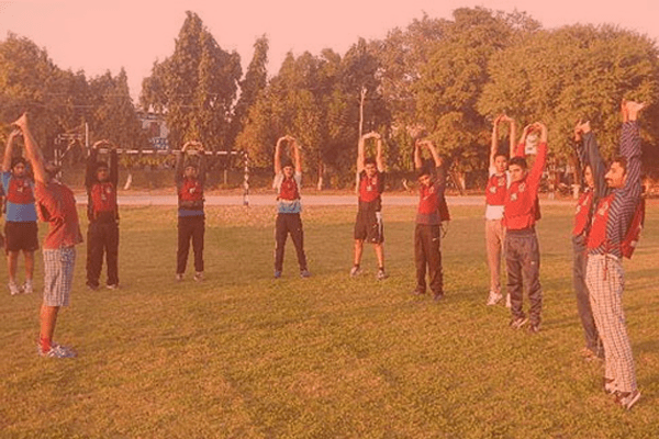 Image of morning exercise session at Tejash Defence Academy in Dehradun